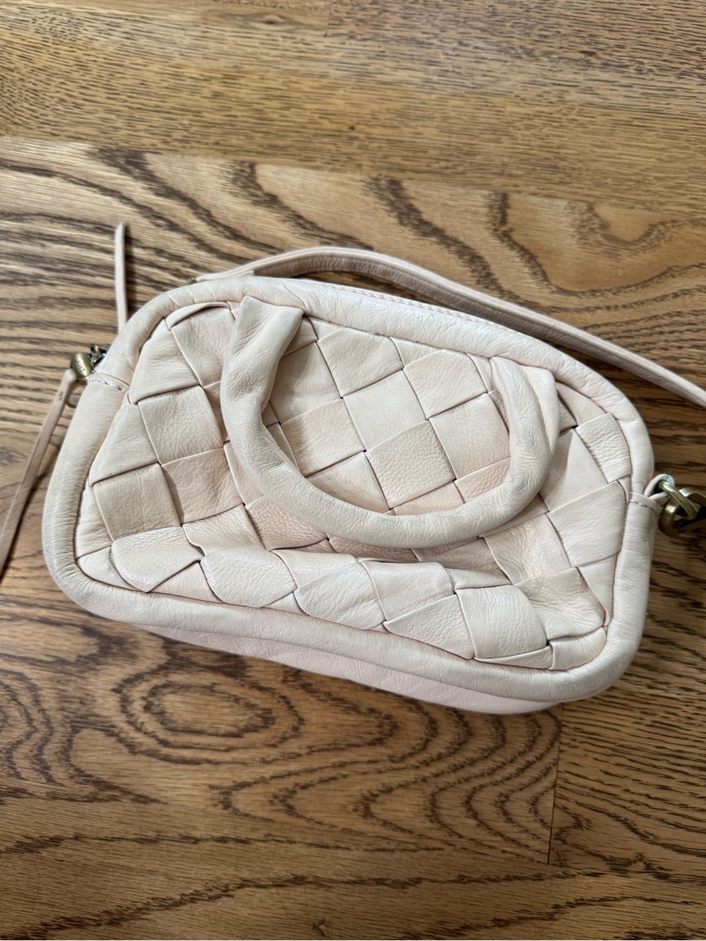 HOBO Woven Leather Crossbody Bag in Light Pink